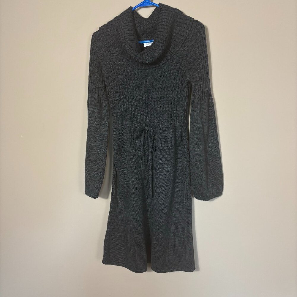 Calvin Klein Dark Gray Sweater Dress with Cowl Neck - Size S
